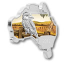 Australian Map Shaped Kookaburra 1 oz Silver Proof Coin