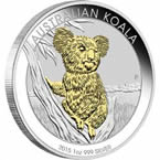 Australian Koala 2015 1oz Silver Gilded Edition