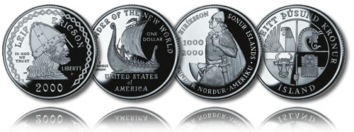 2000 Leif Ericson Commemorative Silver Dollars (Proof)