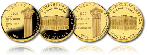 2001 Capitol Visitor Center $5 Gold Coin (Proof and Uncirculated)