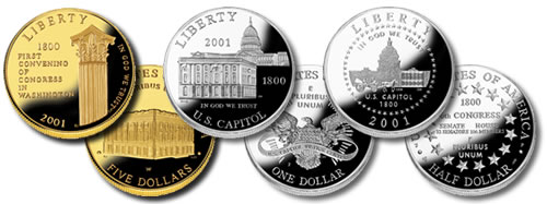 2001 Capitol Visitor Center Commemorative Coins (Proof)
