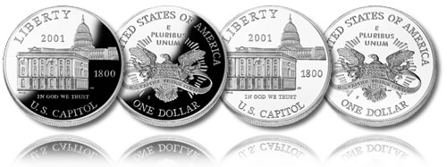 2001 Capitol Visitor Center Silver Dollar (Proof and Uncirculated)