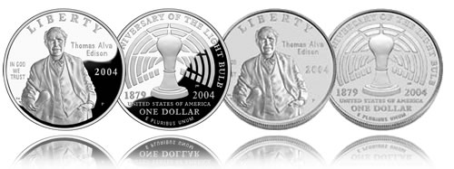 2004 Thomas Alva Edison Silver Dollar (Proof and Uncirculated)