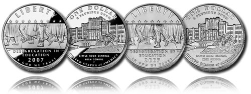 2007 Little Rock Central High School Desegregation Silver Dollar (Proof and Uncirculated)