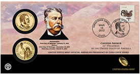 Chester Arthur Presidential $1 Coin Cover Chester Arthur Presidential $1 Coin Cover