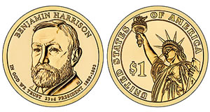 Benjamin Harrison Presidential $1 coin