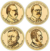 Four 2012 Presidential $1 Coins