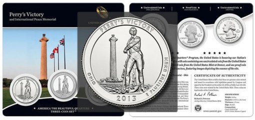 Perry's Victory Quarters Three-Coin Set and Reverse Image of Quarter