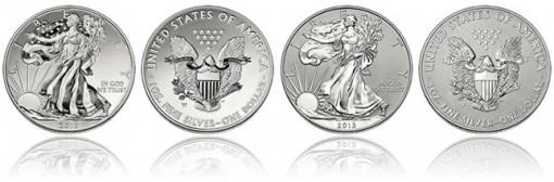 Enhanced Uncirculated Silver Eagle, Reverse Proof Silver Eagle from Two-Coin Silver Set