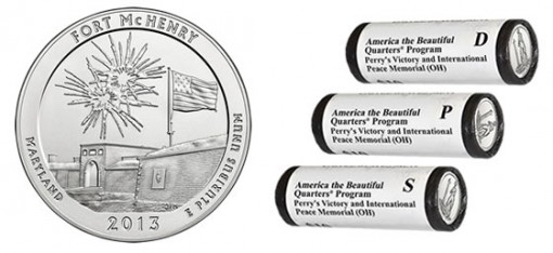 2013 Fort McHenry National Monument 5 Oz Silver Coin and Quarters