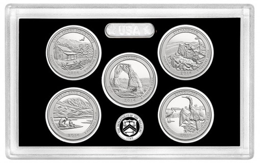 Coins of the 2014 America the Beautiful Quarters Silver Proof Set
