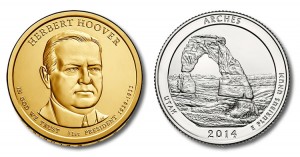 Arches National Park Quarters and Hoover $1 Coins in June