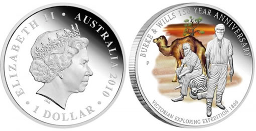 The Perth Mint Burke & Wills Expedition Anniversary Silver Proof Coin - CLICK TO ENLARGE The Perth Mint Burke & Wills Expedition Anniversary Silver Proof Coin