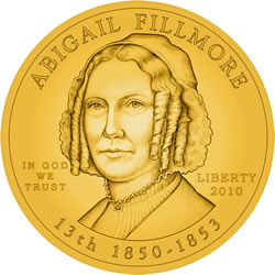 Abigail Fillmore First Spouse Gold Coin Obverse Design Abigail Fillmore First Spouse Gold Coin Obverse Design