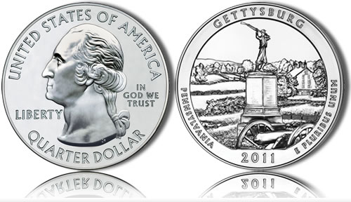 Gettysburg National Military Park Silver Coin (US Mint images)
