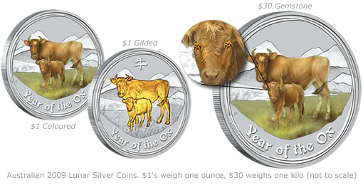 Australian 2009 Lunar (Year of the Ox) Silver Coins Australian 2009 Lunar (Year of the Ox) Silver Coins