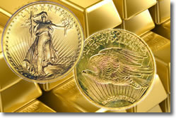 Saint-Gaudens $20 Double Eagle and gold bars