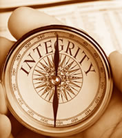 Integrity written on compass