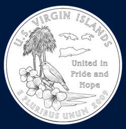 Virgin Islands commemorative quarter design: VIRGIN ISLANDS BEAUTY, YELLOW BREAST YELLOW CEDAR TYRE PALM Virgin Islands commemorative quarter design: VIRGIN ISLANDS BEAUTY, YELLOW BREAST YELLOW CEDAR TYRE PALM