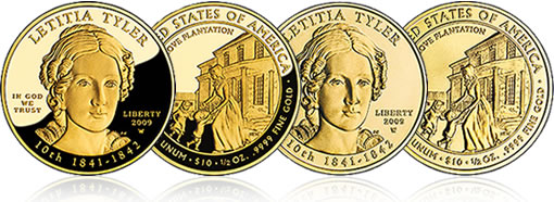 Letitia Tyler First Spouse Gold proof and uncirculated coins 