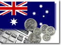 Australian Flag and coins Australian Flag and coins