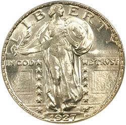 1927-S Standing Liberty Quarter (Obverse) certified MS-65 Full Head by PCGS