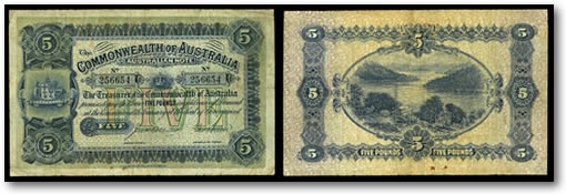 Commonwealth of Australia 1913 5 Pound Note Commonwealth of Australia 1913 5 Pound Note