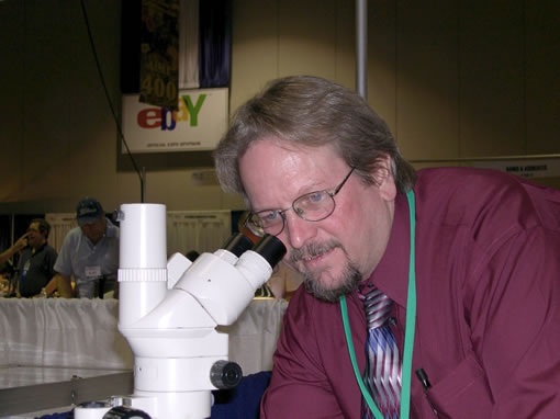 Bob Evans, the chief scientist on the 1980's mission that found the California Gold Rush-era sunken treasure from the 1857 shipwreck of the SS Central America, the fabled "Ship of Gold," will discuss the adventure with the public at a $10 million display of recovered, historic gold coins and huge gold ingots at the Long Beach Coin, Stamp & Collectibles Expo in the Long Beach Convention Center, 100 S. Pine Ave., February 4 - 6, 2010. (Photo credit: Donn Pearlman) Bob Evans