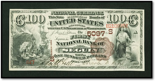 Seguin, TX - $100 1882 Brown Back Fr. 528 The First NB Ch. # (S)5097