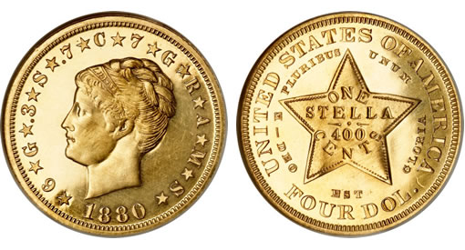 1880 $4 Coiled Hair Stella