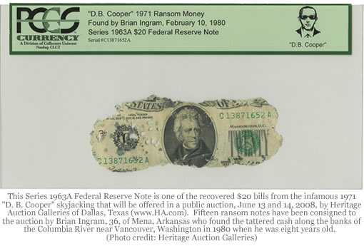 D.B. Cooper Series 1963A $20 bill