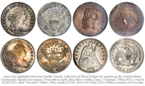 Several Queller Family Silver Dollars. “Heritage is presenting incredibly 