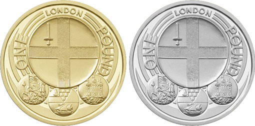2010 &pound;1 London Gold and Silver Coins