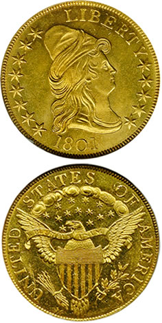 $10 Gold 1801 NGC MS-64 Realizes $123,200 $10 Gold 1801 NGC MS-64