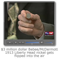 $3 Million dollar Bebee/McDermott specimen 1913 Liberty Head nickel gets flipped into the air