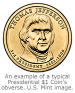 An example of a typical Presidential $1 Coin Obverse
