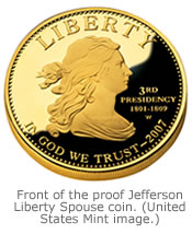Front of the proof Jefferson Liberty Spouse coin. (United States Mint image.)
