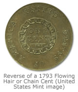 Reverse of a 1793 Flowing Hair or Chain Cent