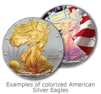 Examples of colorized American Silver Eagles