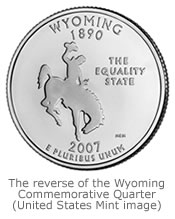 The reverse image of the Wyoming Commemorative State Quarter (Image courtesy of U.S. Mint)