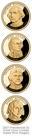 Presidential $1 Proof Coins for 2007