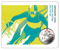 Alpine Skiing Card and Coin