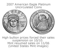 The resumption of sales of the United States Mint Platinum Uncirculated coins have resumed.