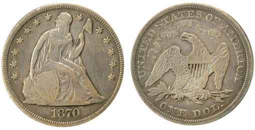 For the 1870-S Seated Liberty Silver Dollar, only nine specimens have been auctioned to date and just three more are rumored to exist
