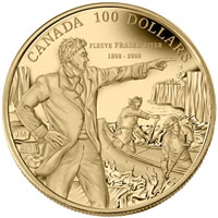 200th Anniversary Fraser River $100 Gold Coin (Reverse)