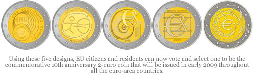 Commemorative 10th Anniversary 2-euro Coin Designs