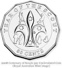 2008 Australian Centenary of Scouts 50c Uncirculated Coin