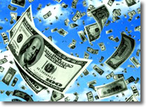 Money falling from sky