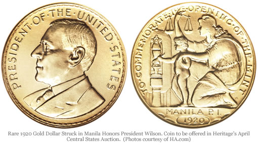 Rare 1920 Gold Dollar Struck in Manila Honors President Wilson