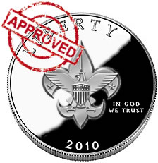 Boy Scout coin with approved stamp